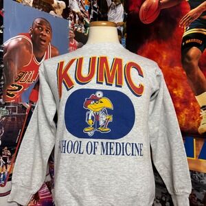 Vintage 90s Kansas Jayhawks School of Medicine College Sweatshirt Sz Medium